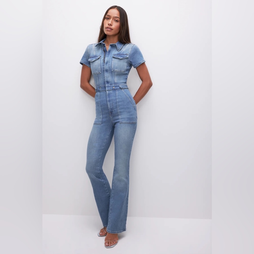 Good American Blue Denim Jumpsuit